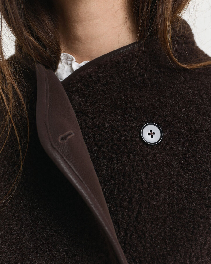 jachetă din imitație de shearling - maro închis