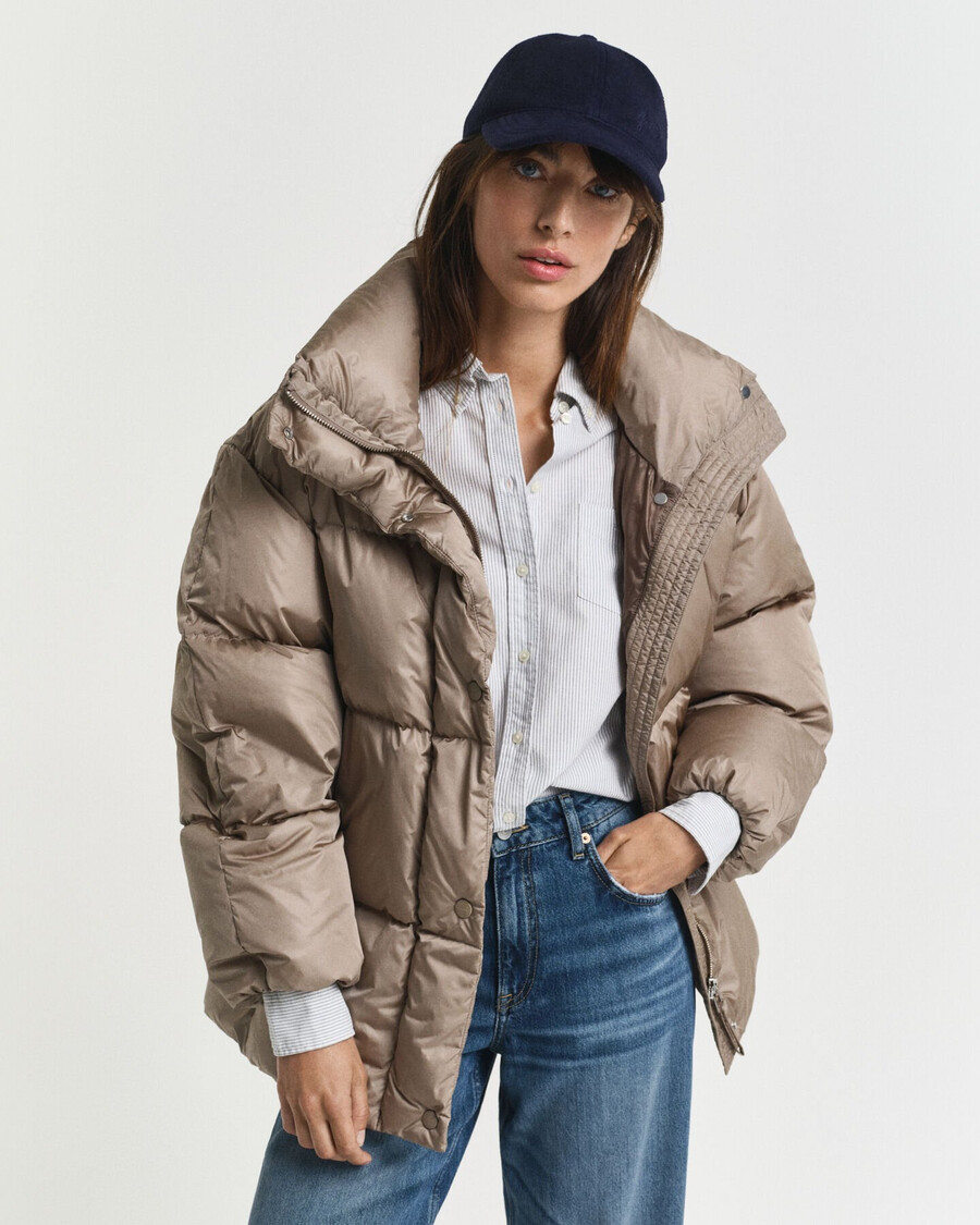 jachetă cu puf relaxed fit - bej taupe