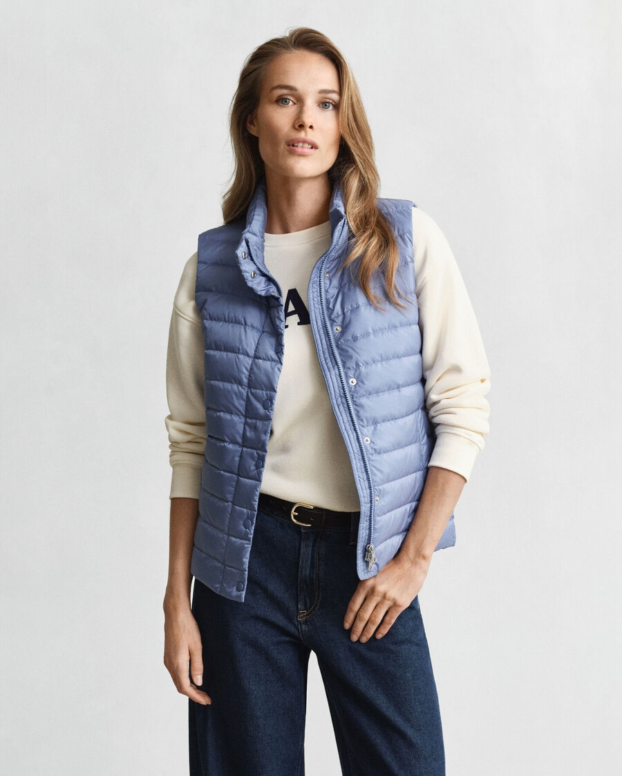 vestă cu puf ușor - denim decolorat