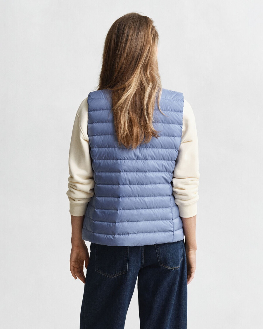 vestă cu puf ușor - denim decolorat