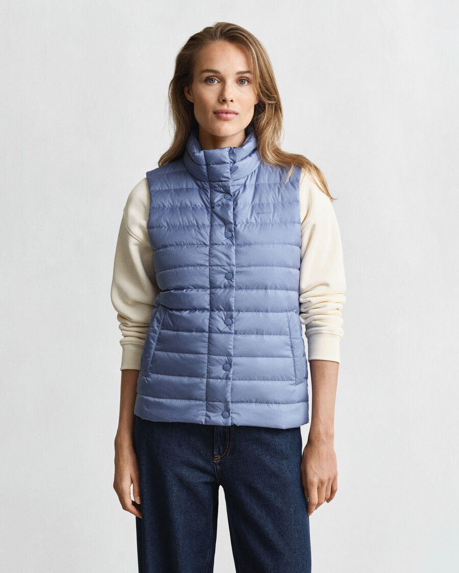 vestă cu puf ușor - denim decolorat