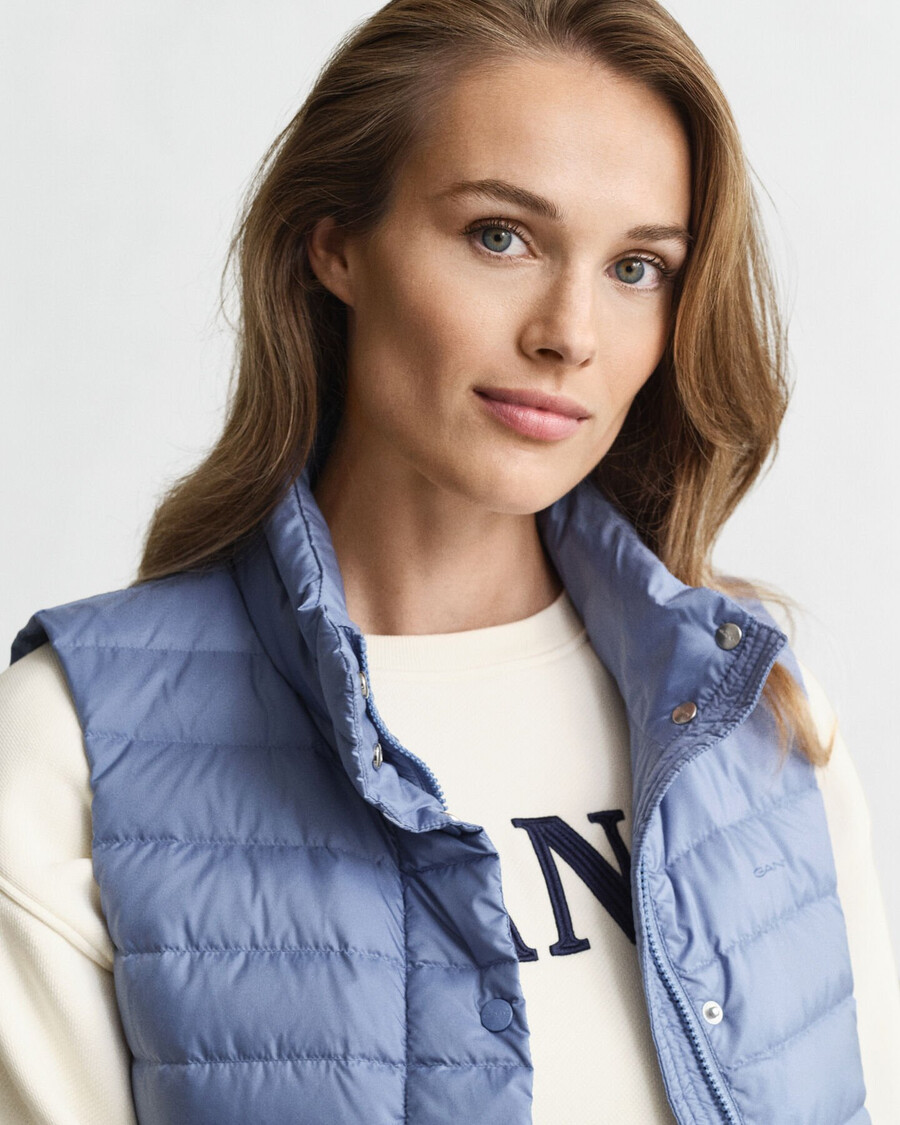 vestă cu puf ușor - denim decolorat