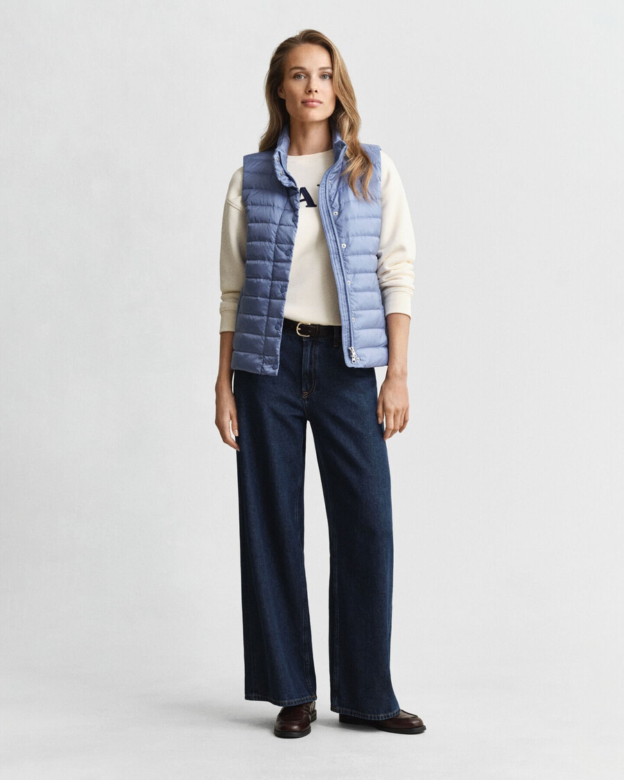vestă cu puf ușor - denim decolorat