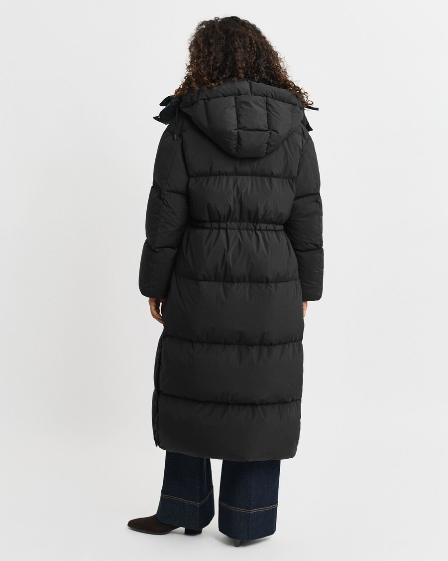 palton lung cu puf - negru
