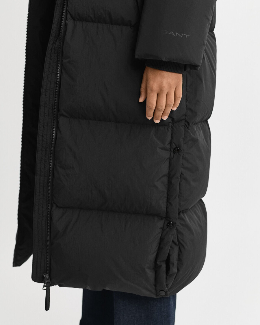 palton lung cu puf - negru