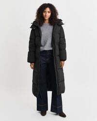 palton lung cu puf - negru