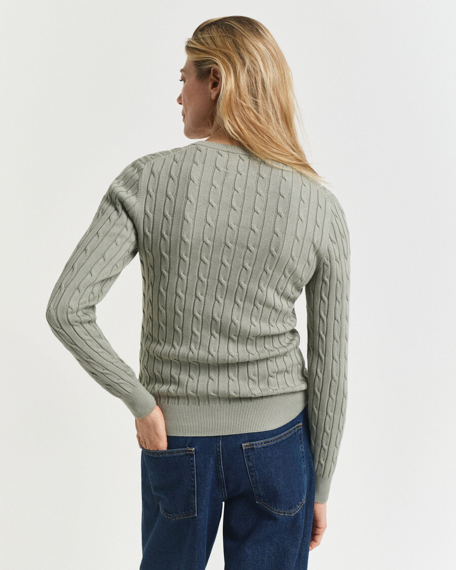 pulover cu guler rotund din bumbac elastic - gri decolorat