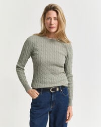 pulover cu guler rotund din bumbac elastic - gri decolorat
