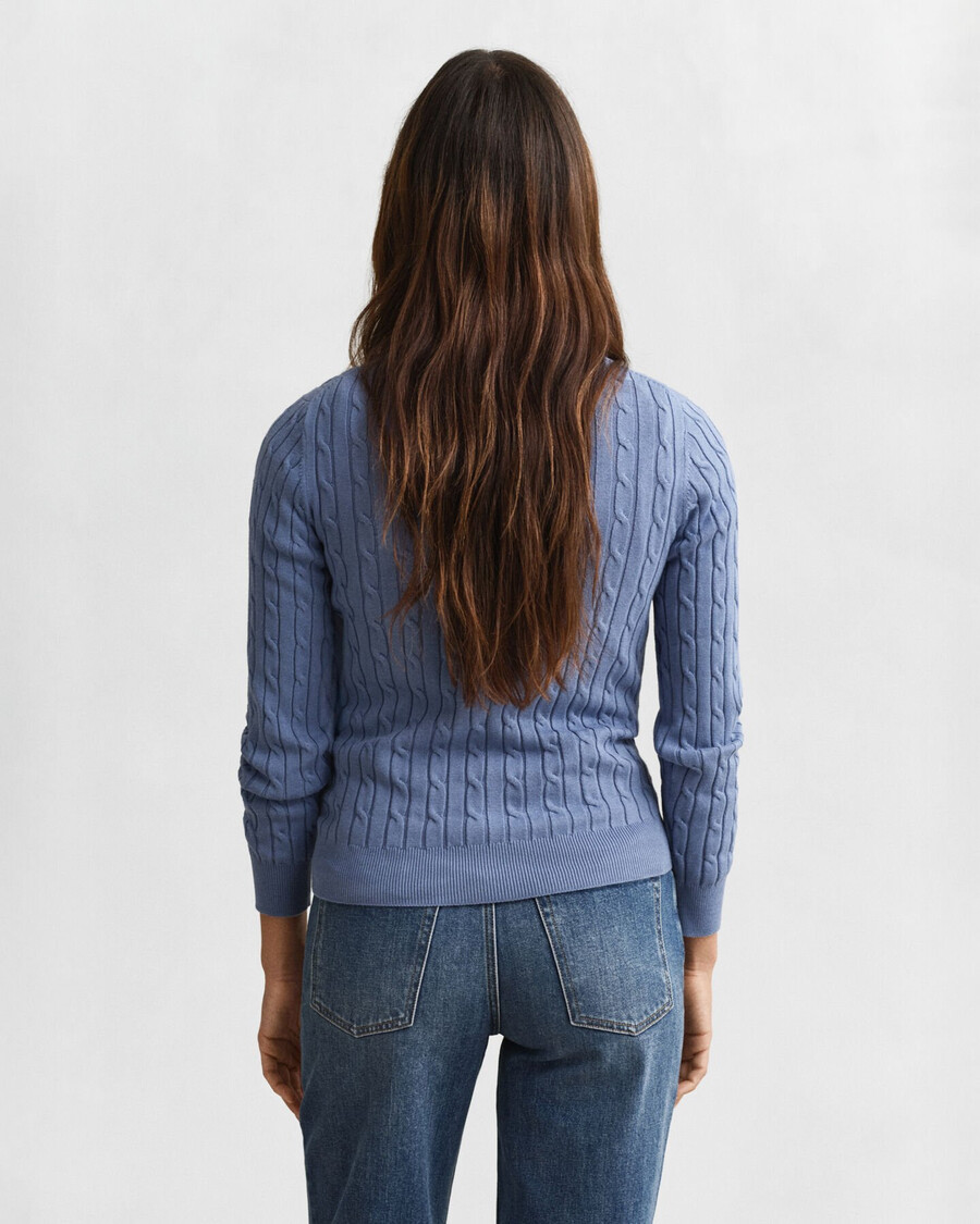 pulover cu guler rotund din bumbac elastic - denim decolorat