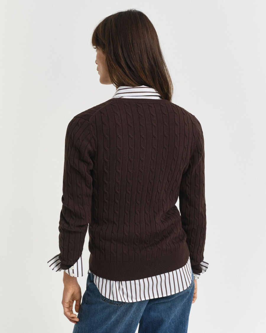 cardigan tricotat din bumbac elastic - maro închis