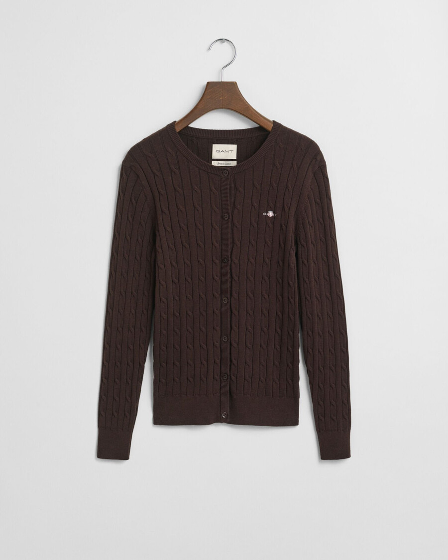 cardigan tricotat din bumbac elastic - maro închis