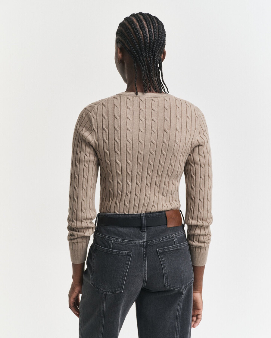 cardigan tricotat din bumbac elastic - bej taupe