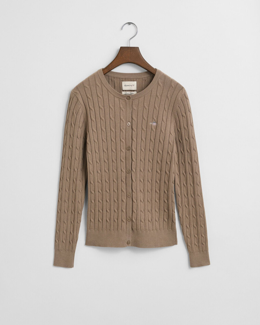 cardigan tricotat din bumbac elastic - bej taupe