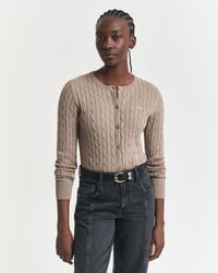 cardigan tricotat din bumbac elastic - bej taupe