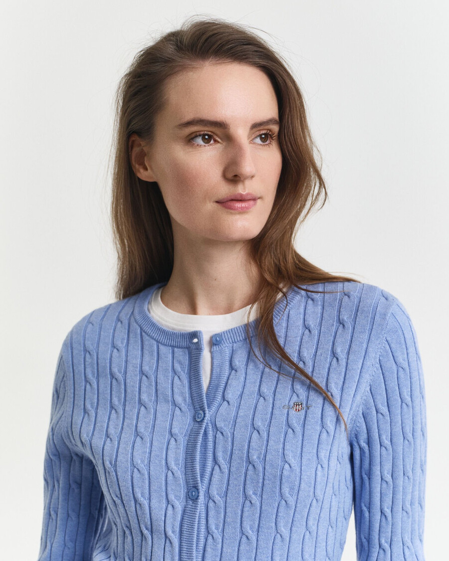 cardigan tricotat din bumbac elastic - clear sky