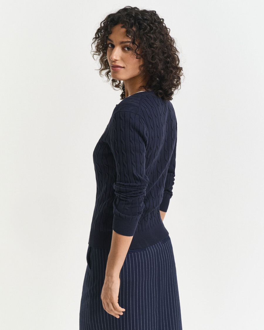 cardigan tricotat din bumbac elastic - albastru seară