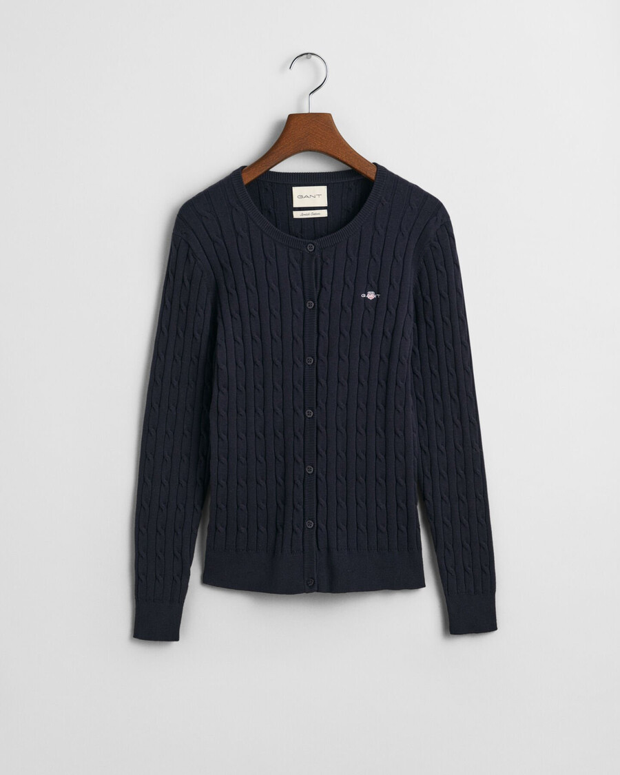 cardigan tricotat din bumbac elastic - albastru seară
