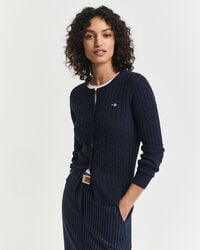 cardigan tricotat din bumbac elastic - albastru seară