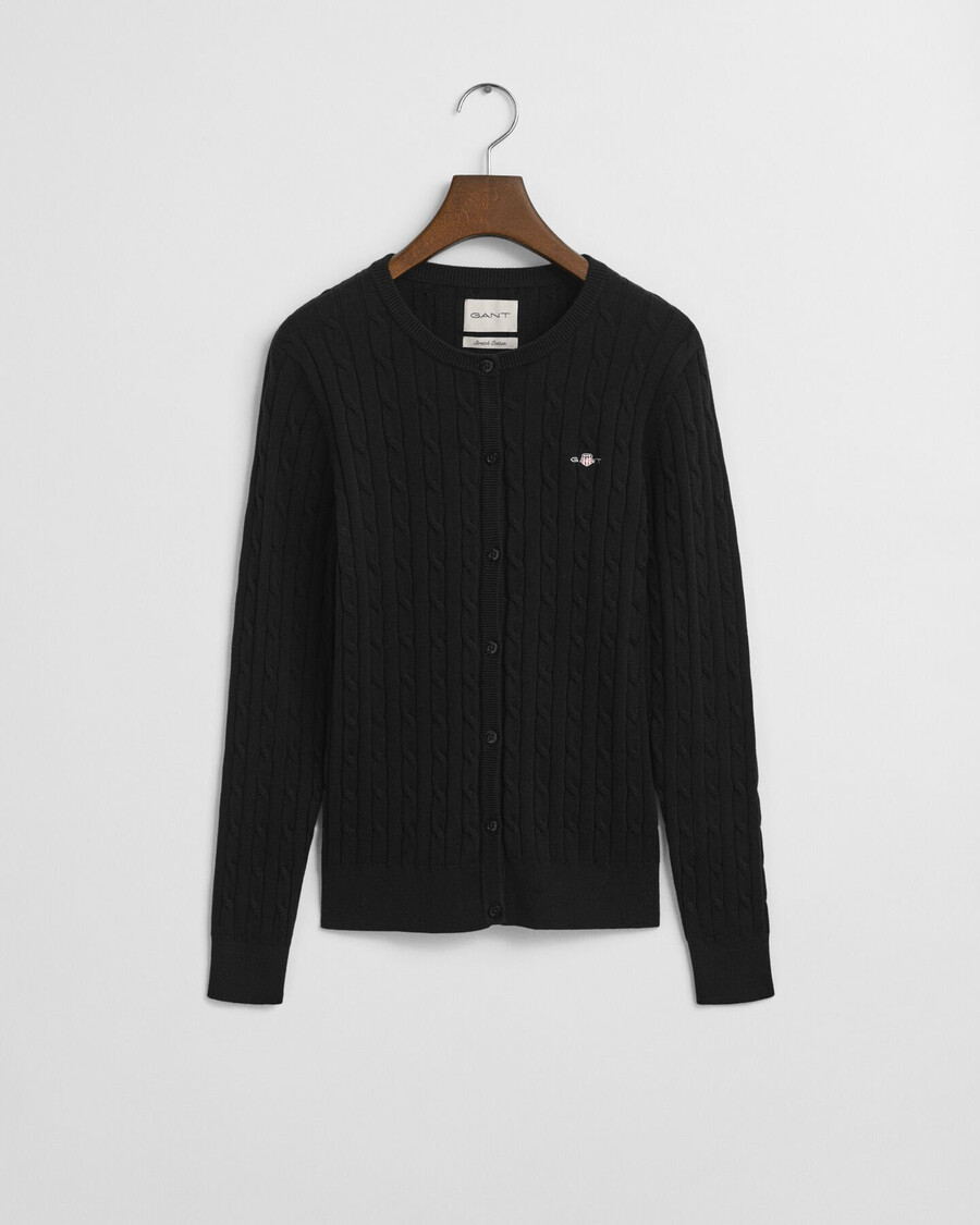 cardigan tricotat din bumbac elastic - negru
