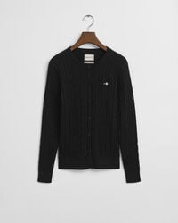 cardigan tricotat din bumbac elastic - negru