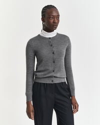 cardigan din lână merinos extrafină - gri închis la culoare