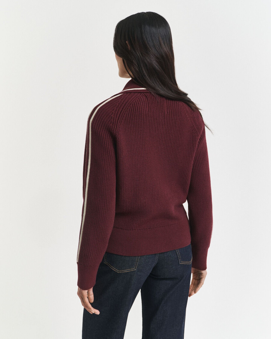 cardigan varsity cu fermoar - vișiniu-prună