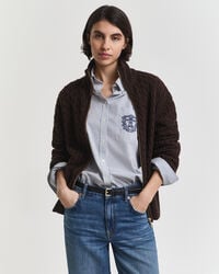 cardigan tricotat cu fermoar - maro închis