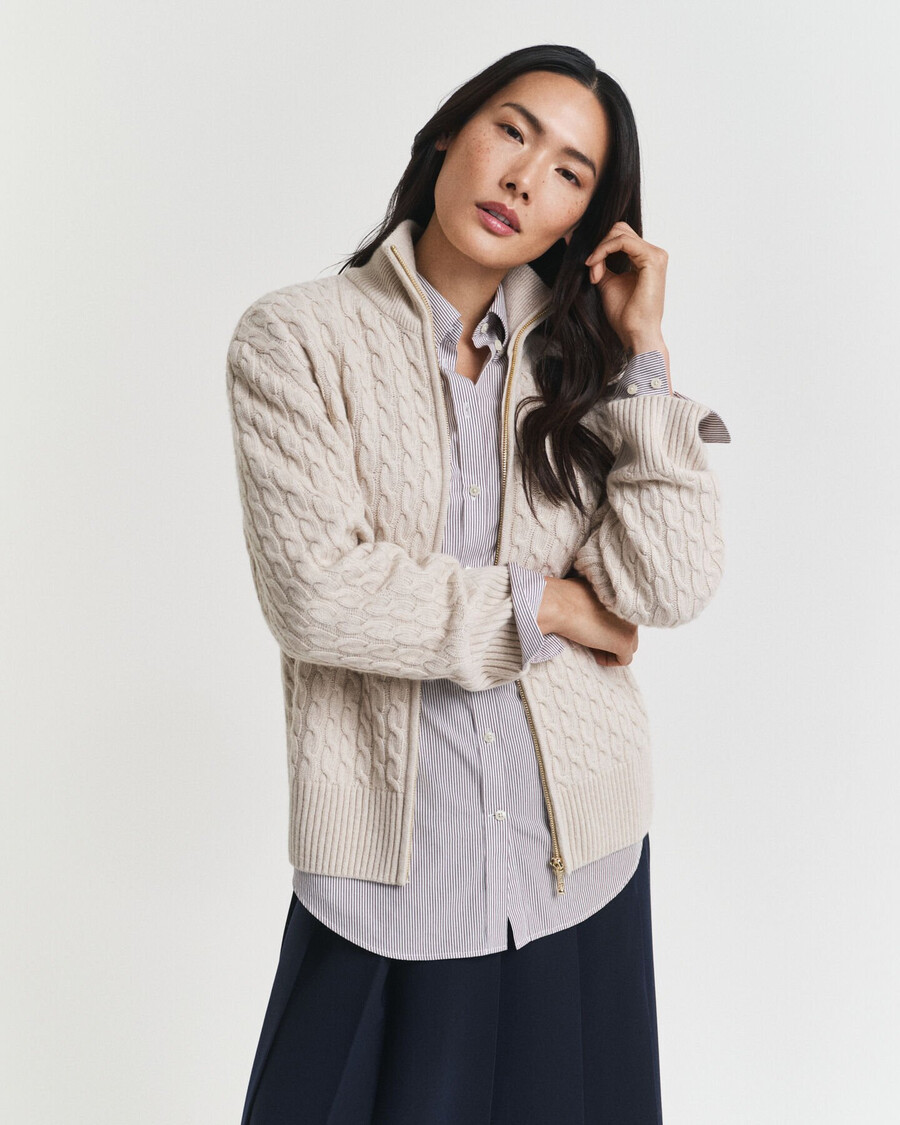 cardigan tricotat cu fermoar - seed melange
