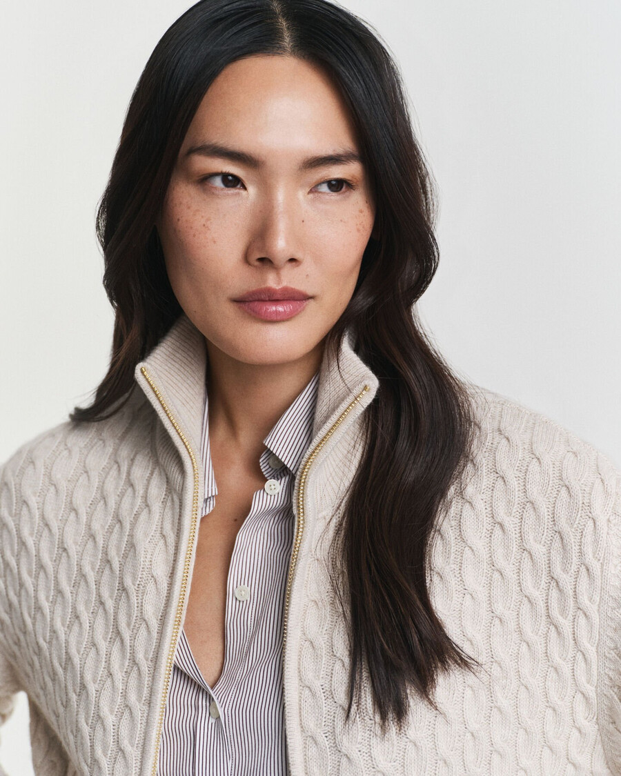 cardigan tricotat cu fermoar - seed melange