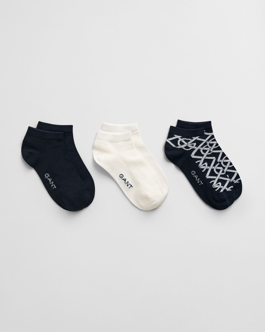 Șosete cu monogramă până la gleznă set de 3 bucăți - albastru seară