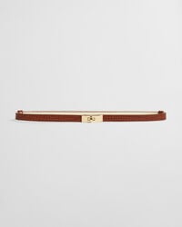 curea cu cataramă turnlock cu efect de crocodil - cognac
