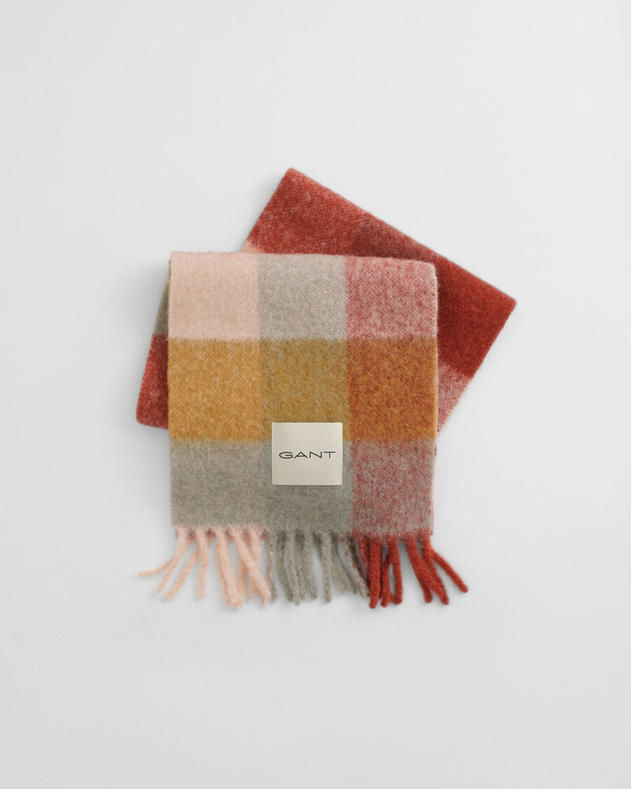 eșarfă din amestec de lână alpaca în carouri - multicolor