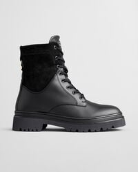 ghete din piele cu șireturi aligrey - negru