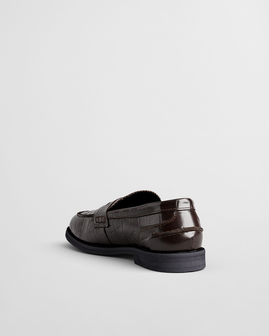 mocasini gracelyn din piele cu efect de crocodil - maro închis