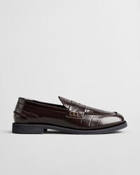 mocasini gracelyn din piele cu efect de crocodil - maro închis