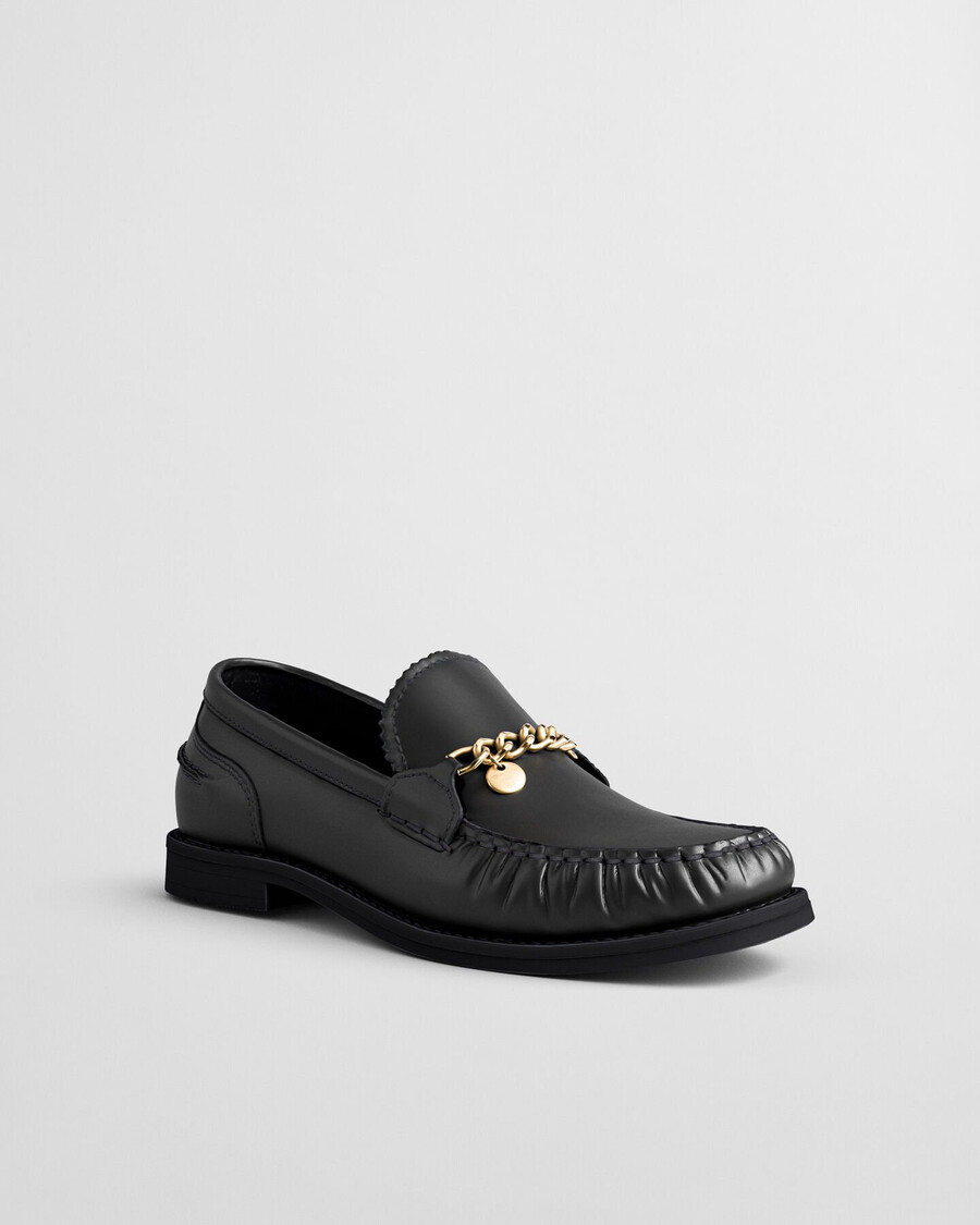 mocasini din piele gracelyn - negri